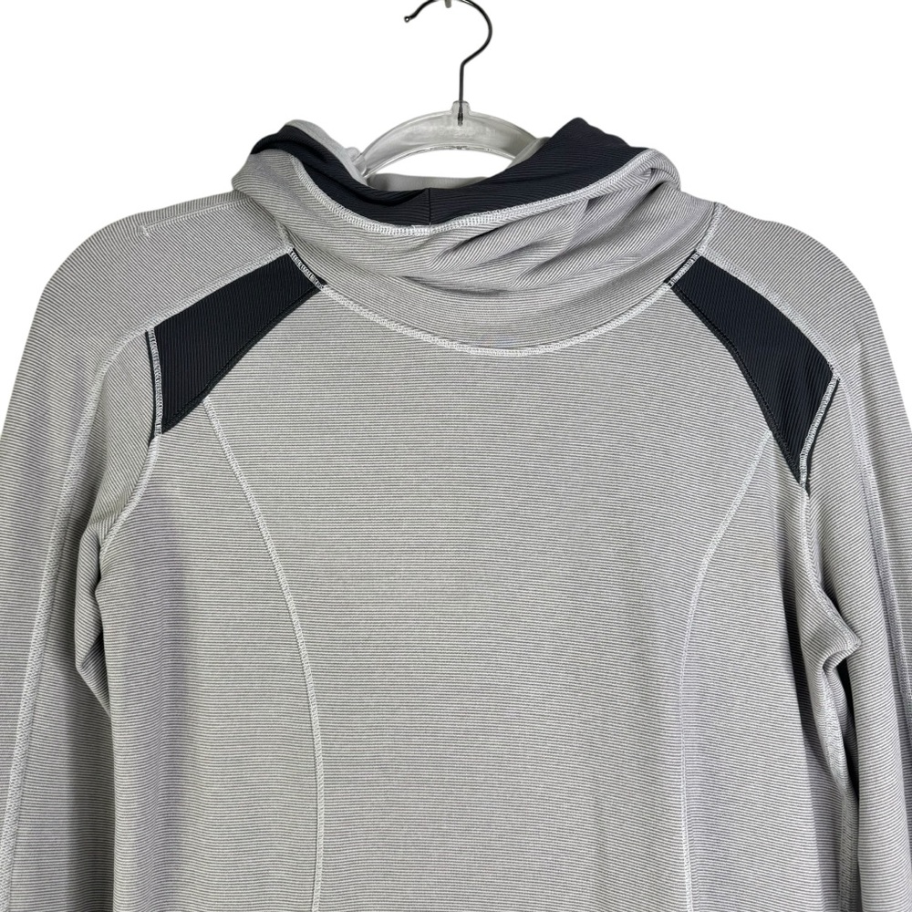 Lululemon Base Runner Hoodie Workout Wee Stripe White Heathered Medium Grey 8 - Picture 3 of 13